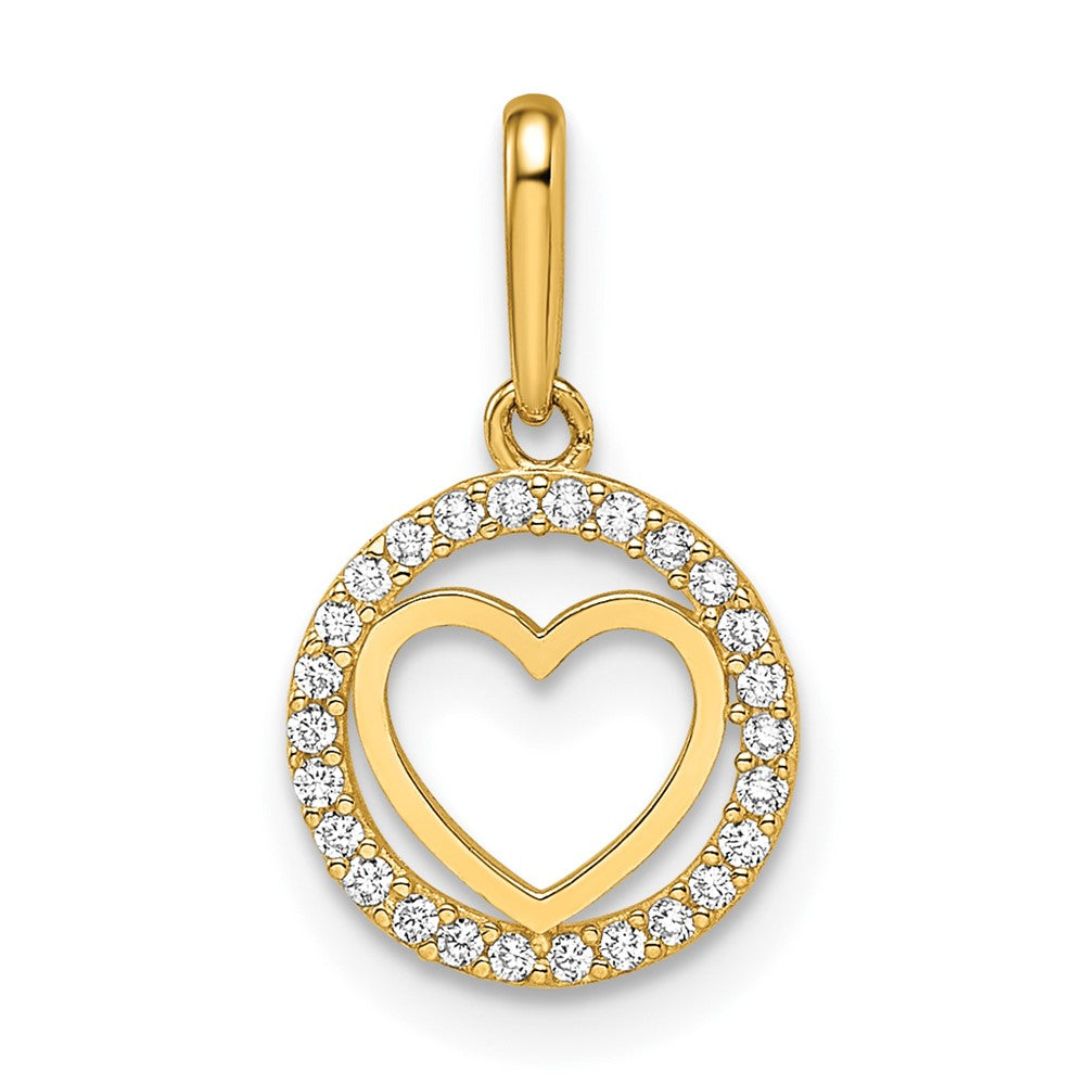 14k CZ Heart Pendant (0.2 grams)