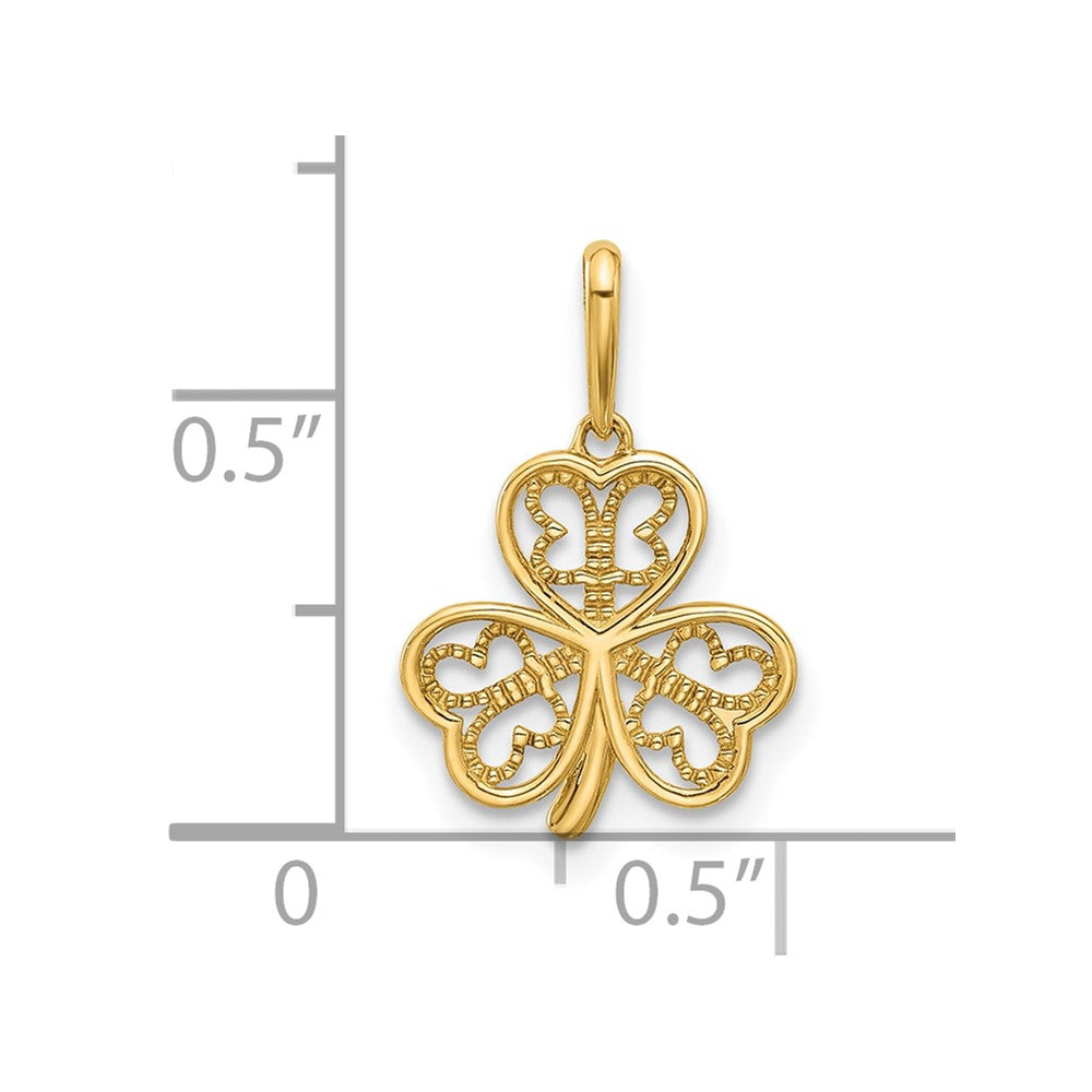 14k Yellow Gold 12 mm Polished Three Leaf Clover Pendant (0.53 grams)
