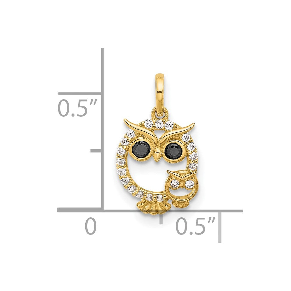 14k Yellow Gold 8.9 mm and Baby Owl Pendant (0.44 grams)