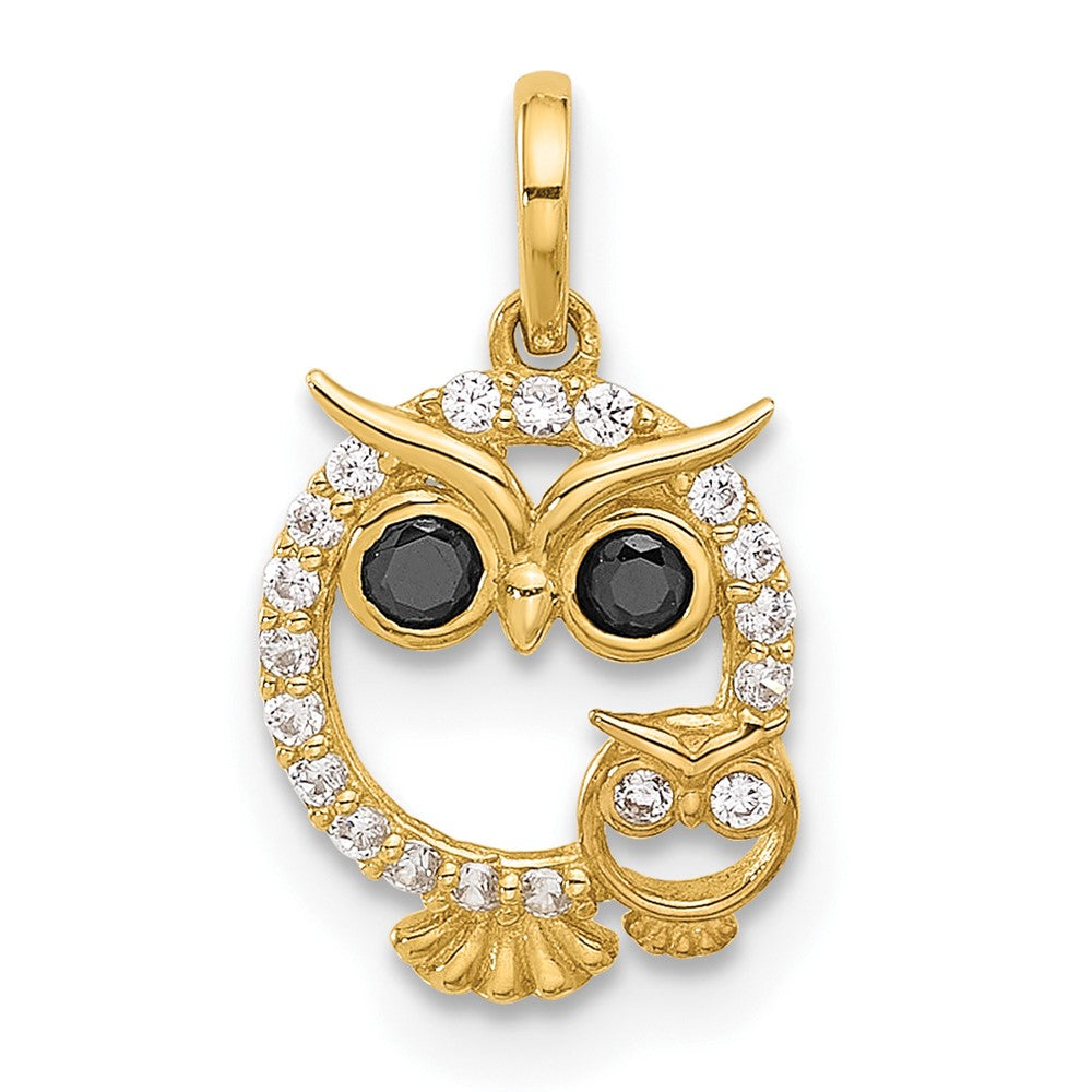 14k Yellow Gold 8.9 mm and Baby Owl Pendant (0.44 grams)