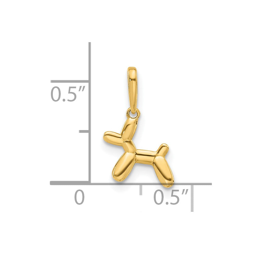 14k Yellow Gold 10.7 mm Polished 3D Balloon Puppy Pendant Charm (0.45 grams)