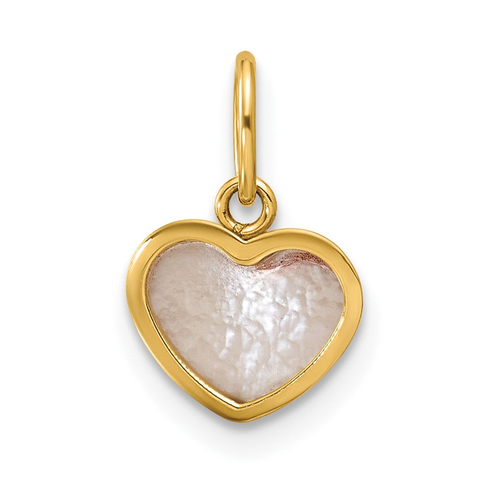 14K Polished Mother of Pearl Heart Pendant (0.23 grams)