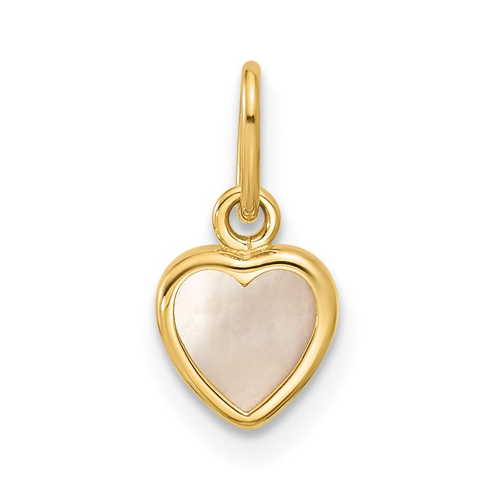 14K Polished Mother of Pearl Heart Pendant (0.33 grams)