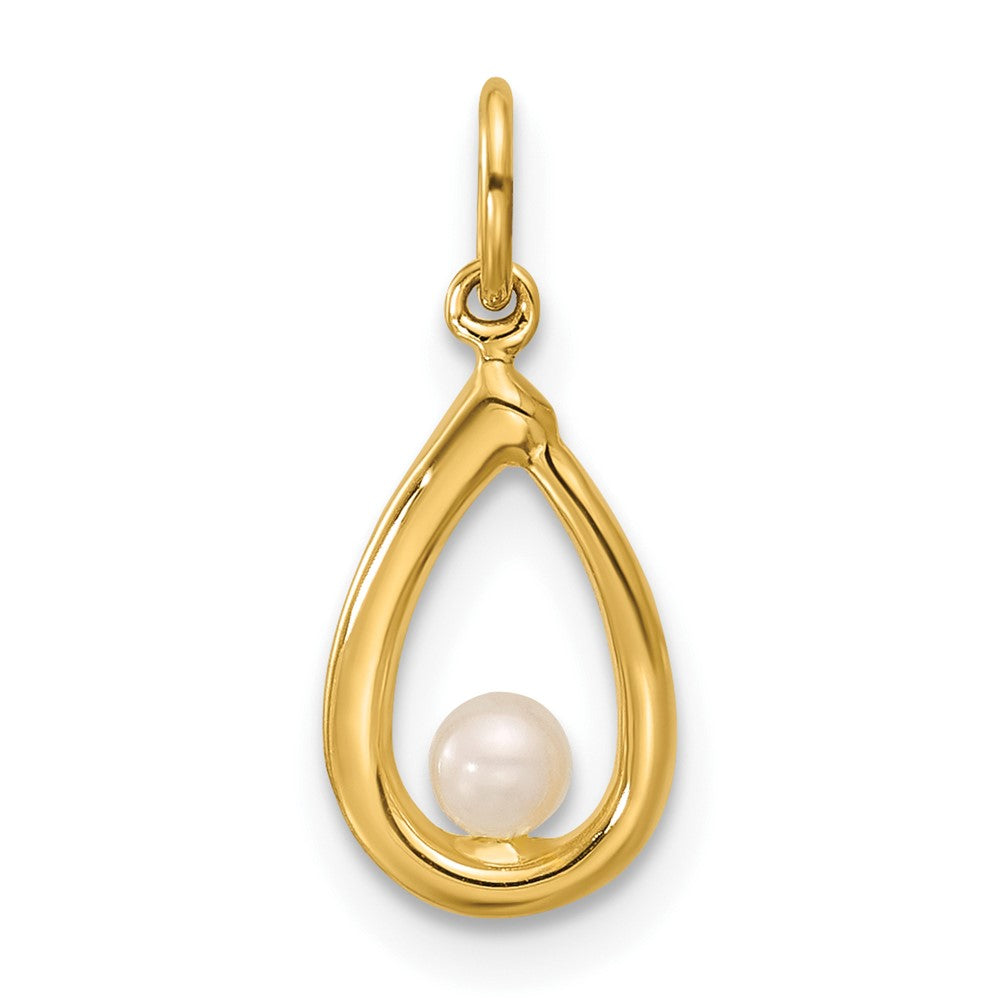 14K Polished Freshwater Cultured Pearl Teardrop Pendant (0.3 grams)