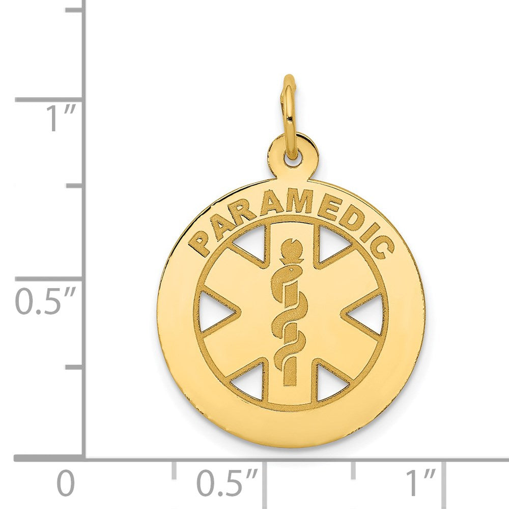 14k Yellow Gold 19 mm Medium PARAMEDIC Medical Pendant (1.17 grams)