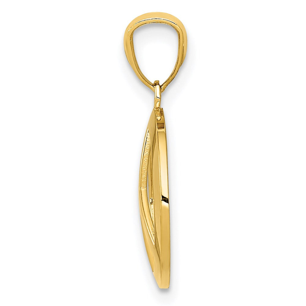 14k Yellow Gold 12 mm Polished Peace Sign Circle Pendant (0.53 grams)