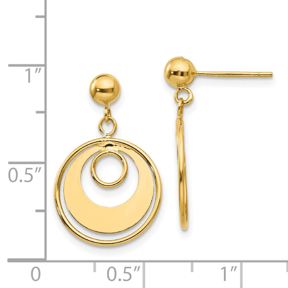 14k Yellow Gold 12 mm Circle Post Earrings