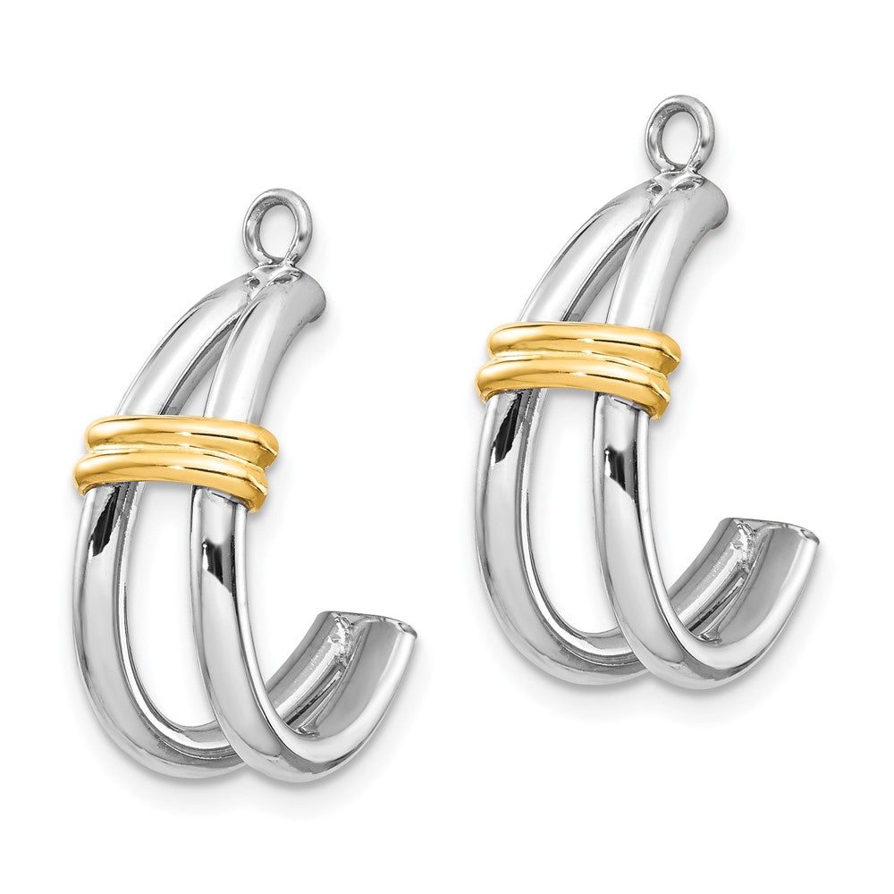 14k Two-tone 12 mm J Hoop Earring Jackets (0.92 grams)