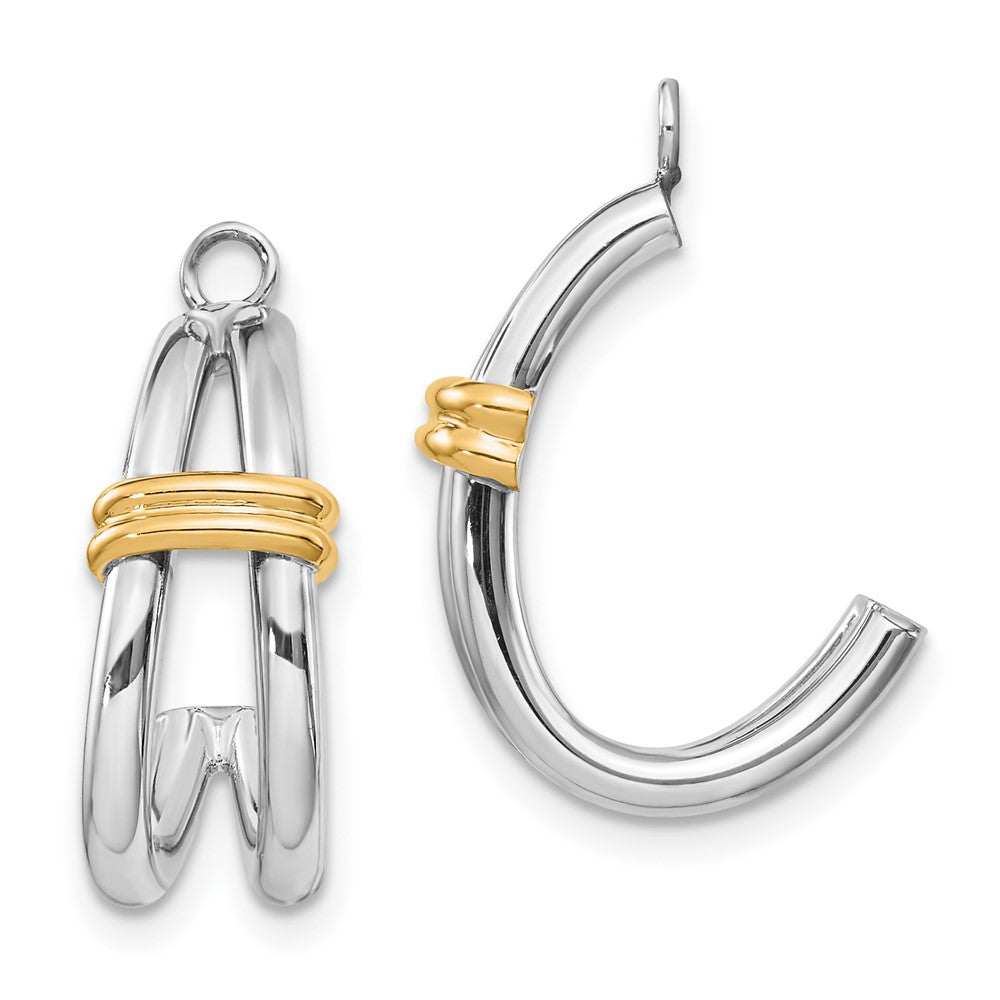 14k Two-tone 12 mm J Hoop Earring Jackets (0.92 grams)