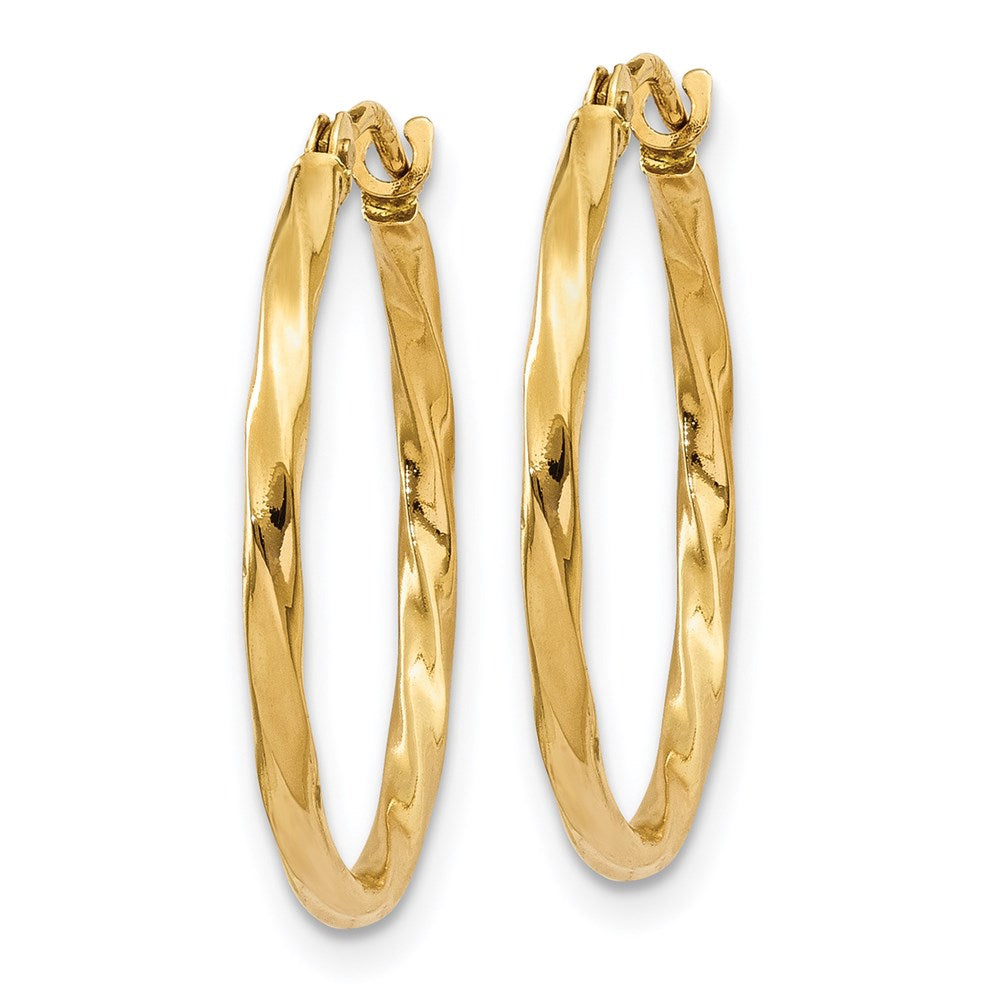 14k Yellow Gold 19.2 mm Twist Hoop Earrings (0.48 grams)