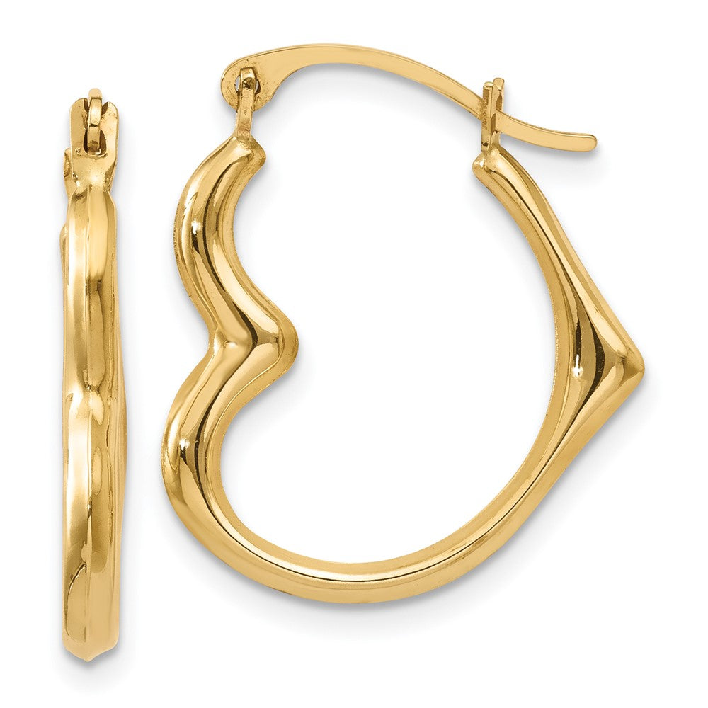 14k Yellow Gold 17 mm Heart Hoop Earrings (0.48 grams)