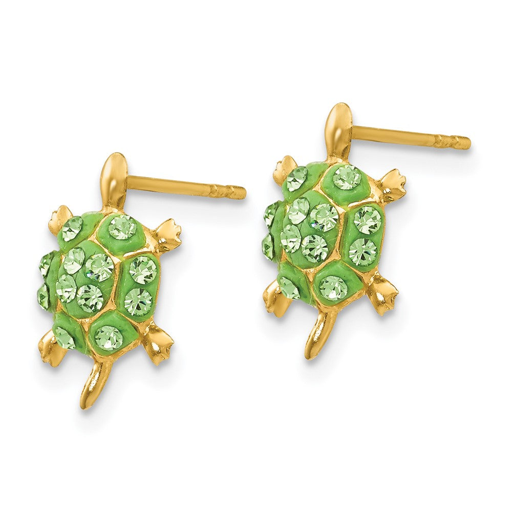 Light Green Crystal Turtle Post Earrings