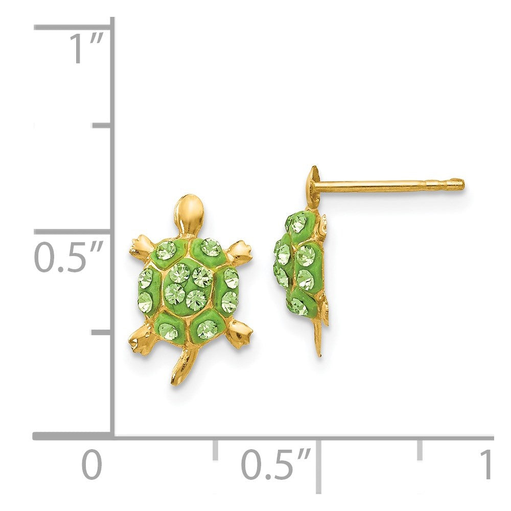 Light Green Crystal Turtle Post Earrings