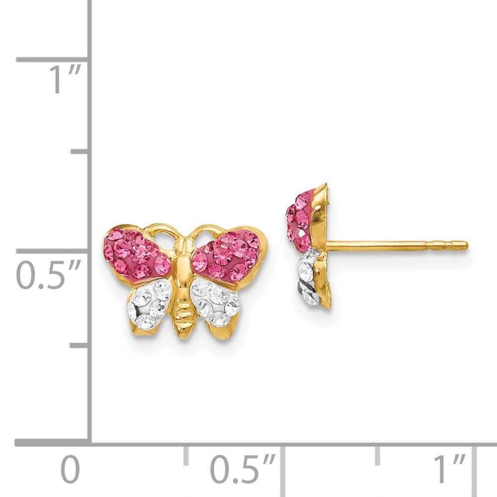 Pink/White Crystal Butterfly Post Earrings