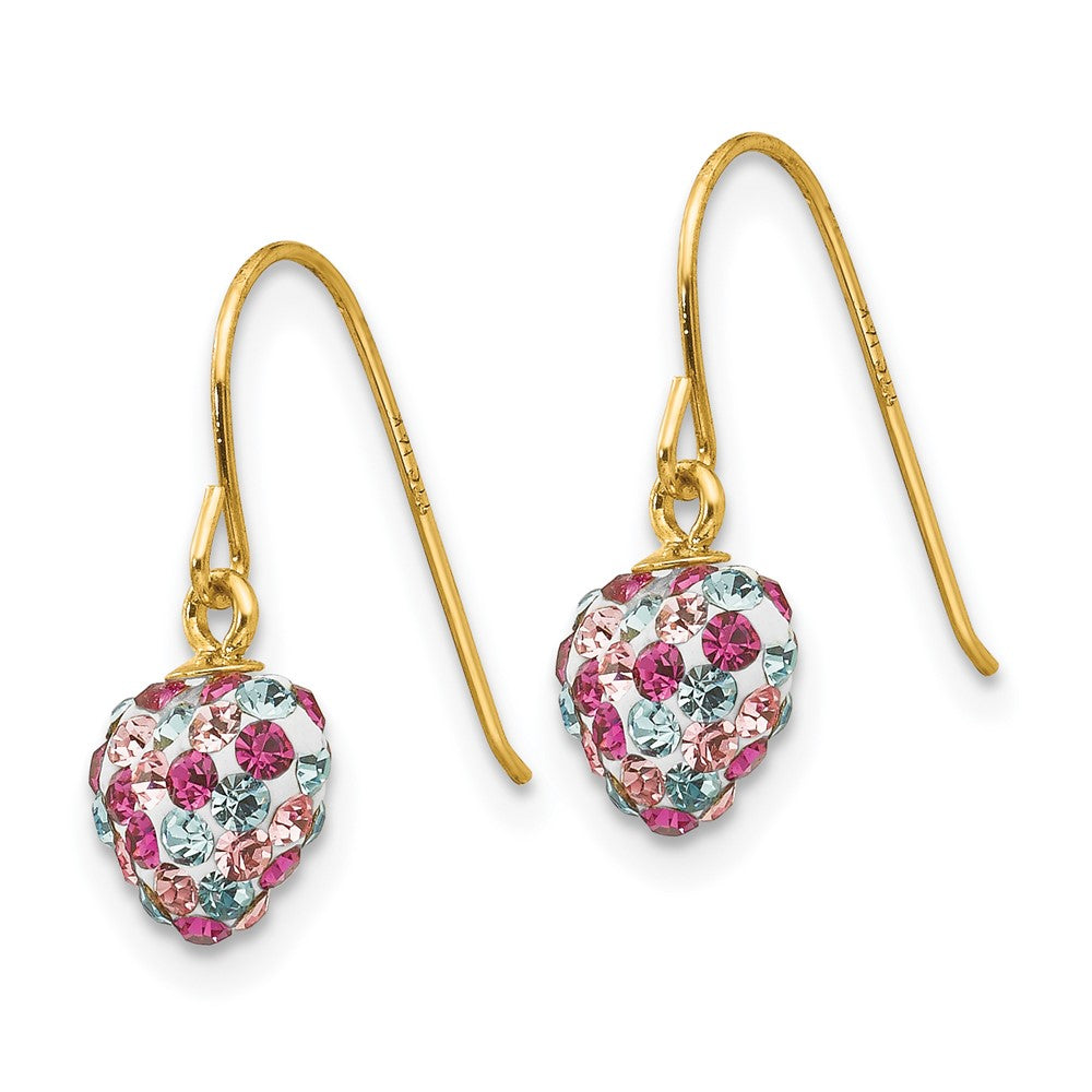 Multi-colored Crystal Heart Dangle Earrings