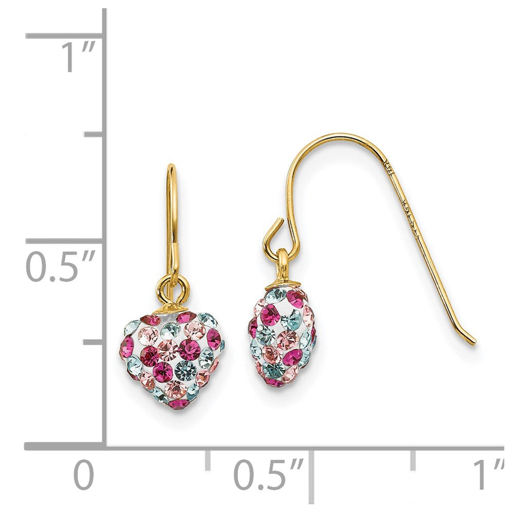 Multi-colored Crystal Heart Dangle Earrings