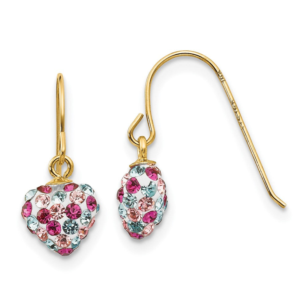 Multi-colored Crystal Heart Dangle Earrings