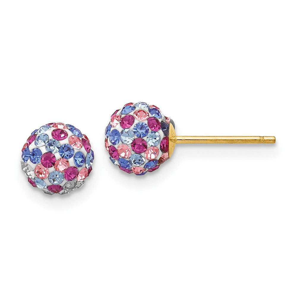 Blue Pink Multi Crystal Ball Earrings