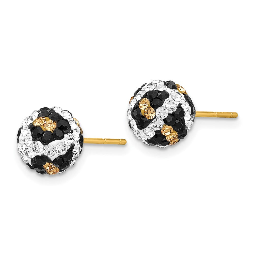 Post Leopard Pattern White Black Yellow Crystal Earrings