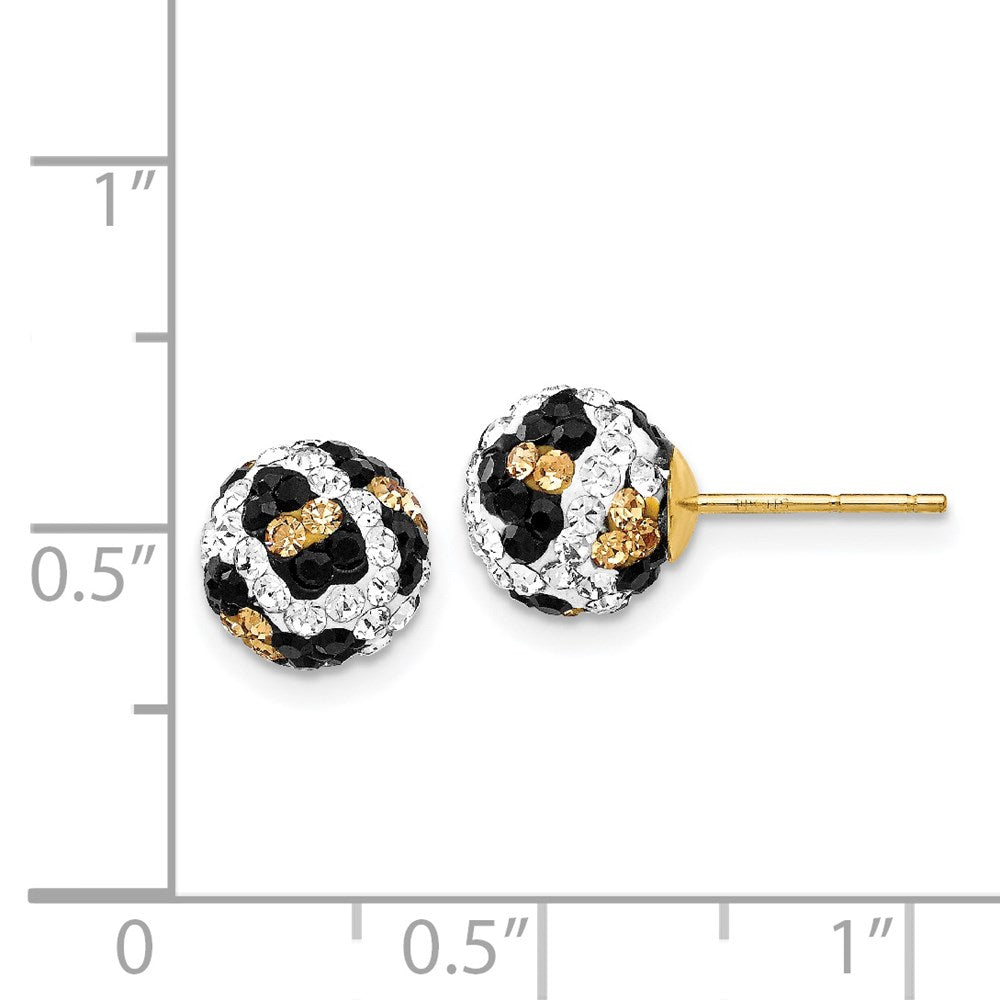 Post Leopard Pattern White Black Yellow Crystal Earrings