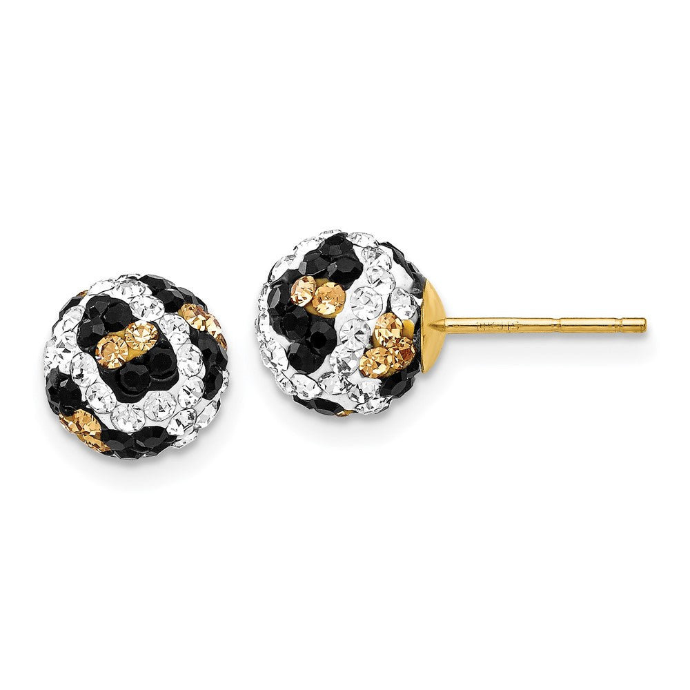 Post Leopard Pattern White Black Yellow Crystal Earrings