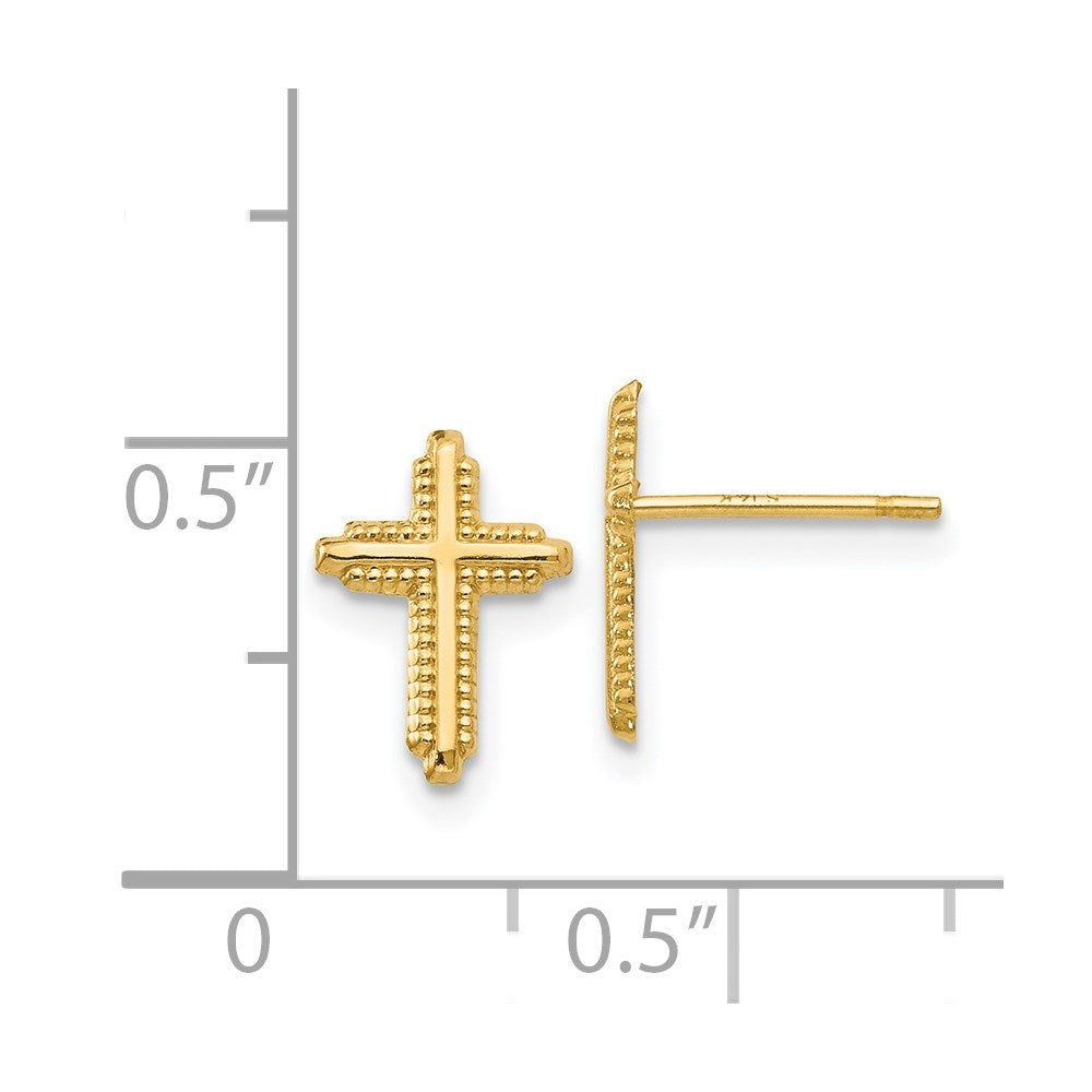 14k Yellow Gold 7 mm  Polished Cross Post Earrings (0.24 grams)