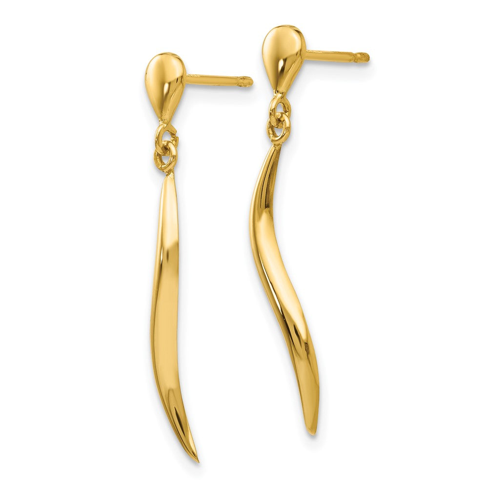 14k Yellow Gold 2 mm Polished Fancy Dangle Post Earrings (0.68 grams)