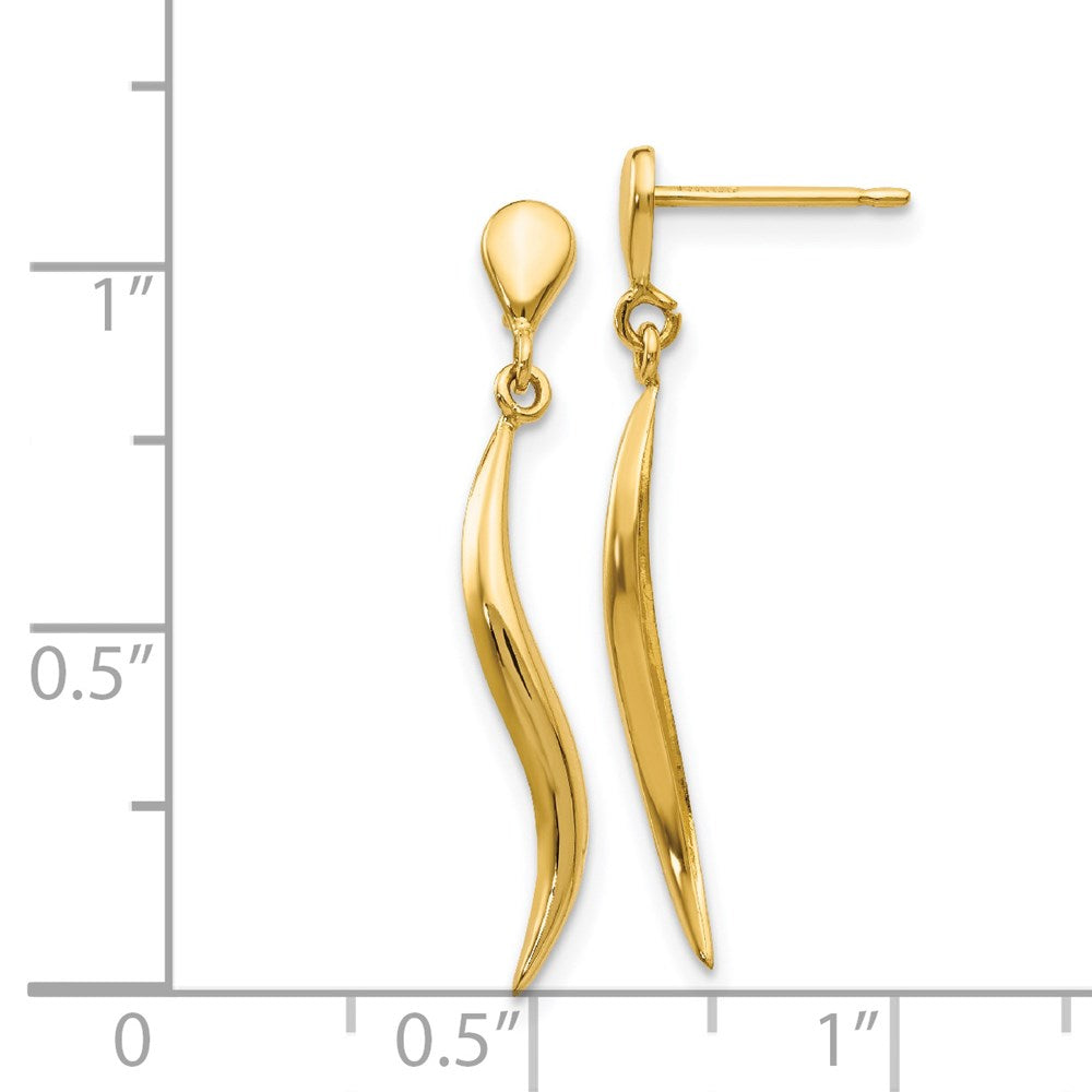 14k Yellow Gold 2 mm Polished Fancy Dangle Post Earrings (0.68 grams)