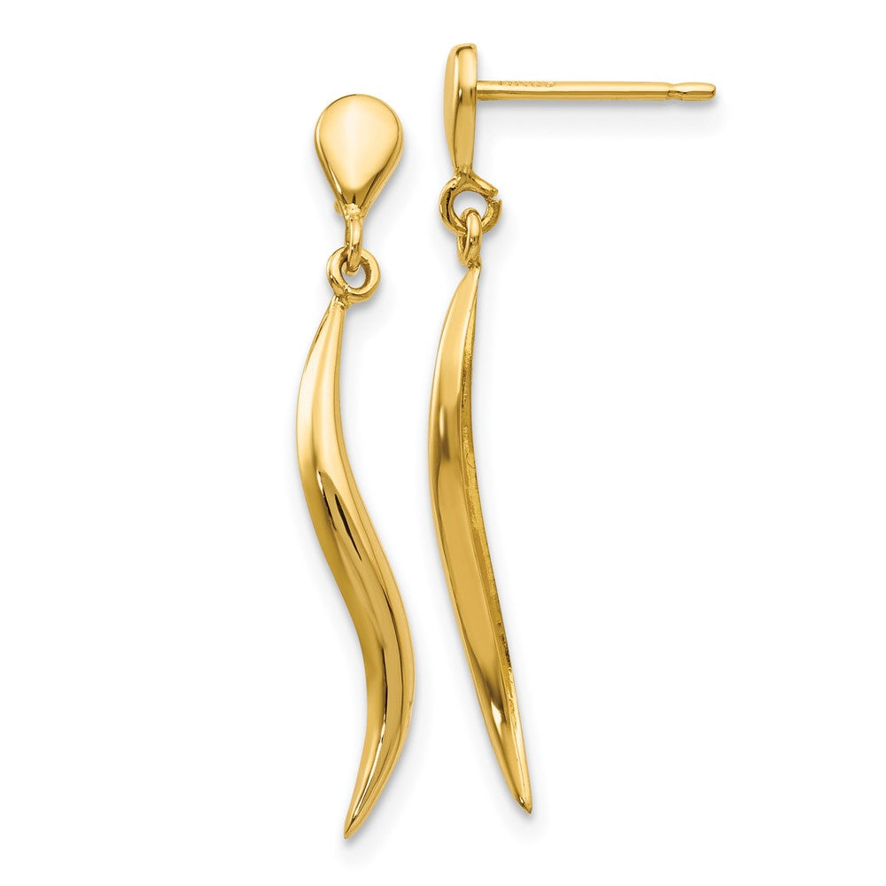 14k Yellow Gold 2 mm Polished Fancy Dangle Post Earrings (0.68 grams)