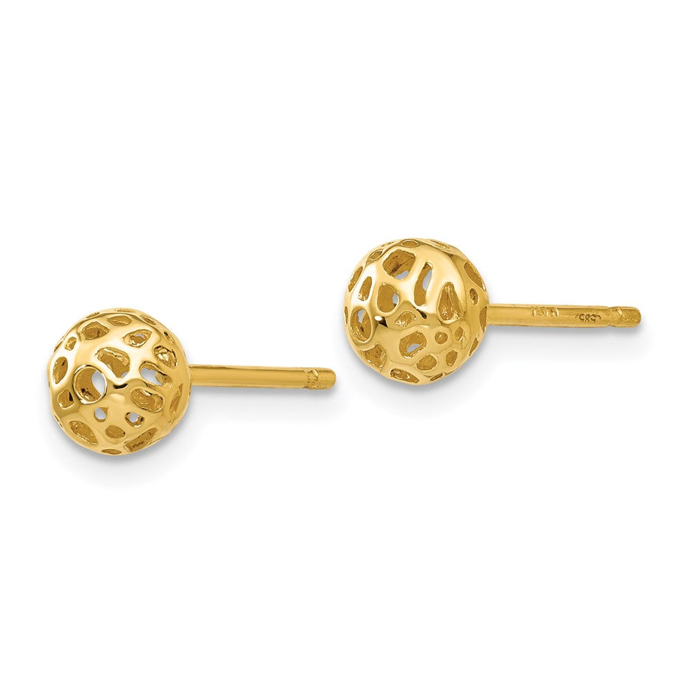 14k Yellow Gold 5.5 mm  Small Fancy Ball Post Earrings (0.98 grams)