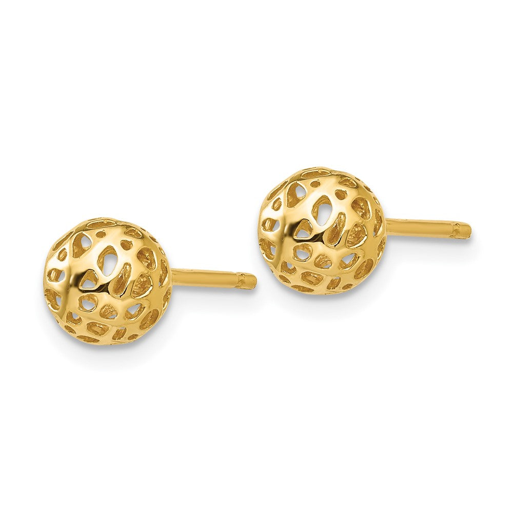 14k Yellow Gold 6.5 mm  Fancy Ball Post Earrings (1.09 grams)