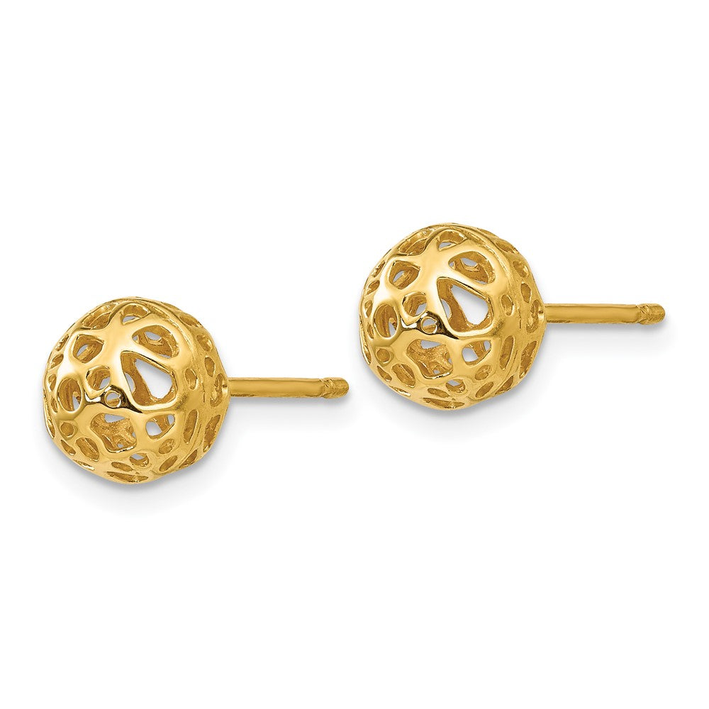 14k Yellow Gold 7.5 mm  Medium Fancy Ball Post Earrings (1.33 grams)