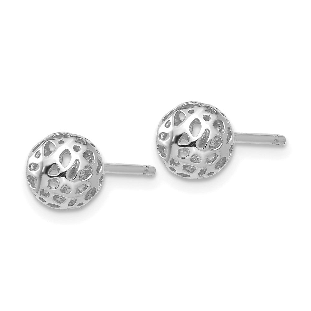 14k White Gold 6.5 mm  Fancy Ball Post Earrings (2 grams)