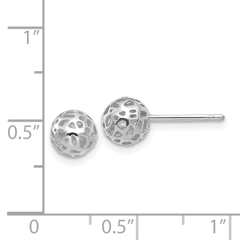 14k White Gold 6.5 mm  Fancy Ball Post Earrings (2 grams)