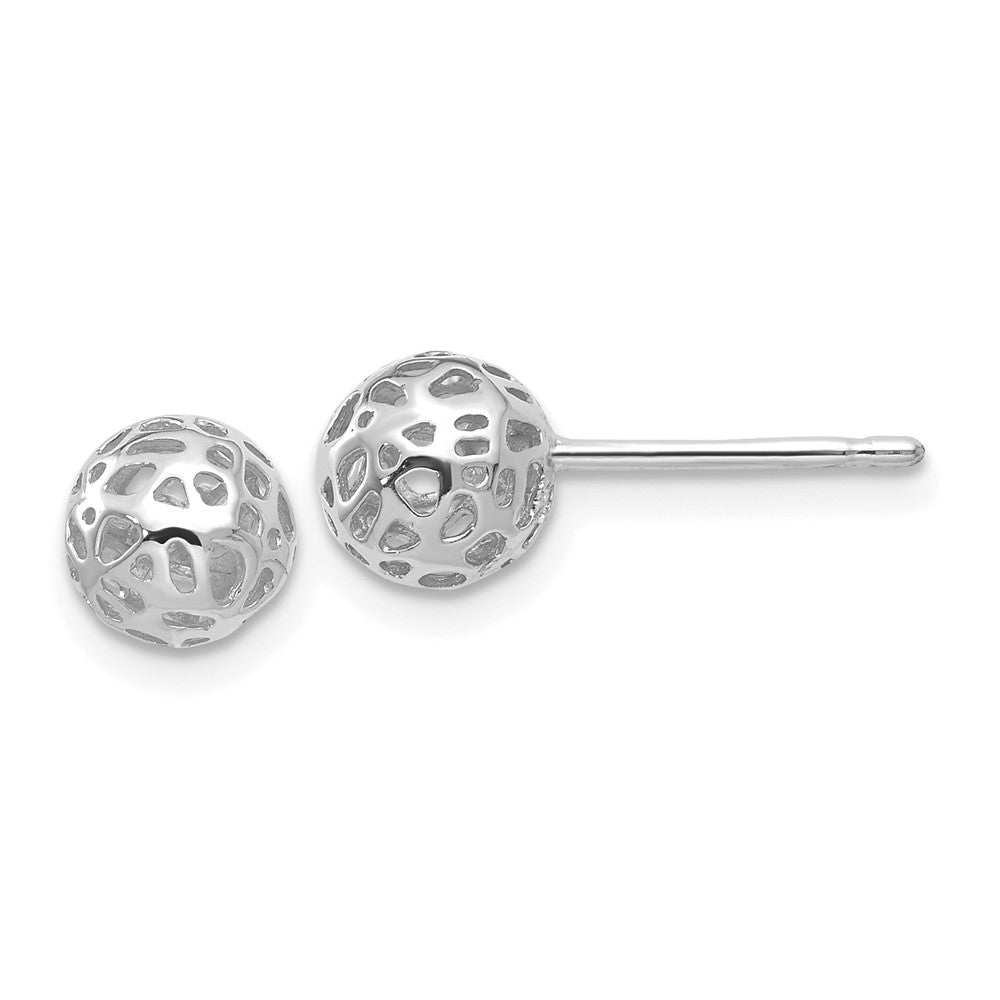 14k White Gold 6.5 mm  Fancy Ball Post Earrings (2 grams)