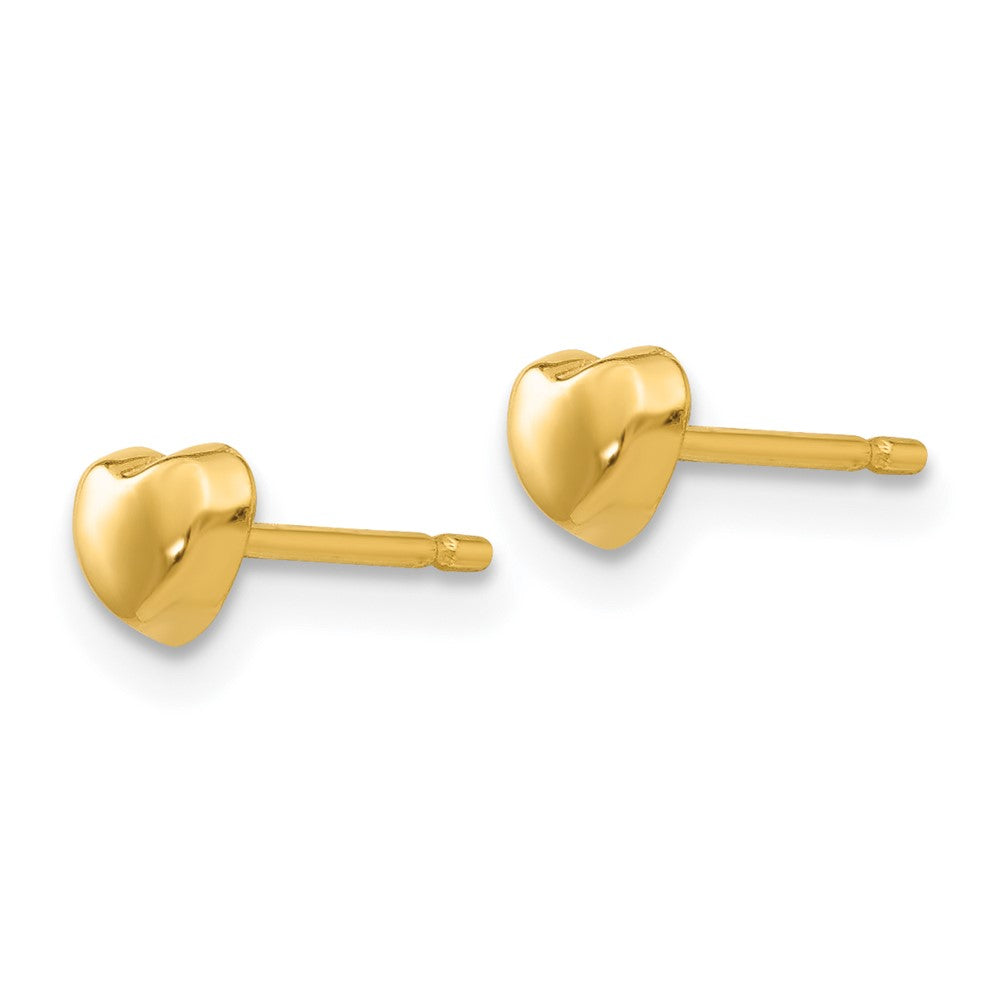 14k Yellow Gold 4 mm Polished Heart Post Earrings (0.35 grams)