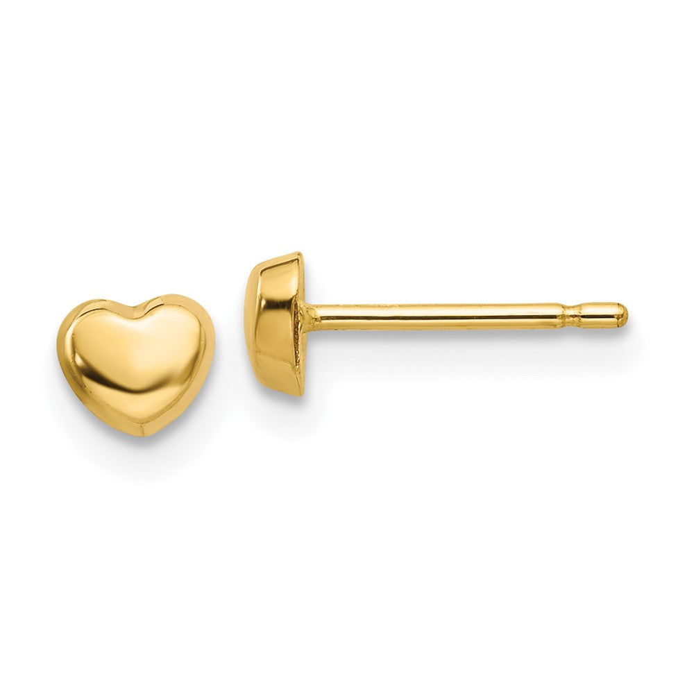 14k Yellow Gold 4 mm Polished Heart Post Earrings (0.35 grams)