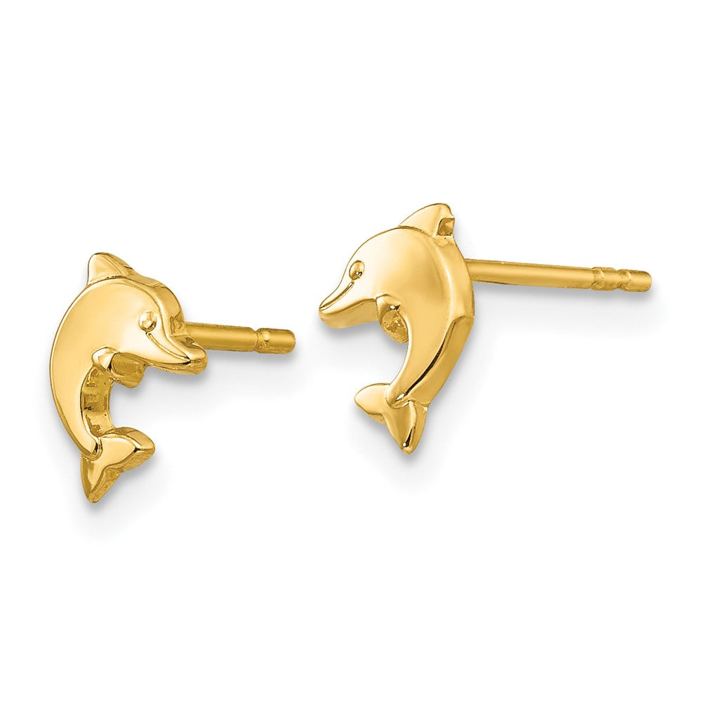 14k Yellow Gold 6 mm Polished Dolphin Post Earrings (0.32 grams)