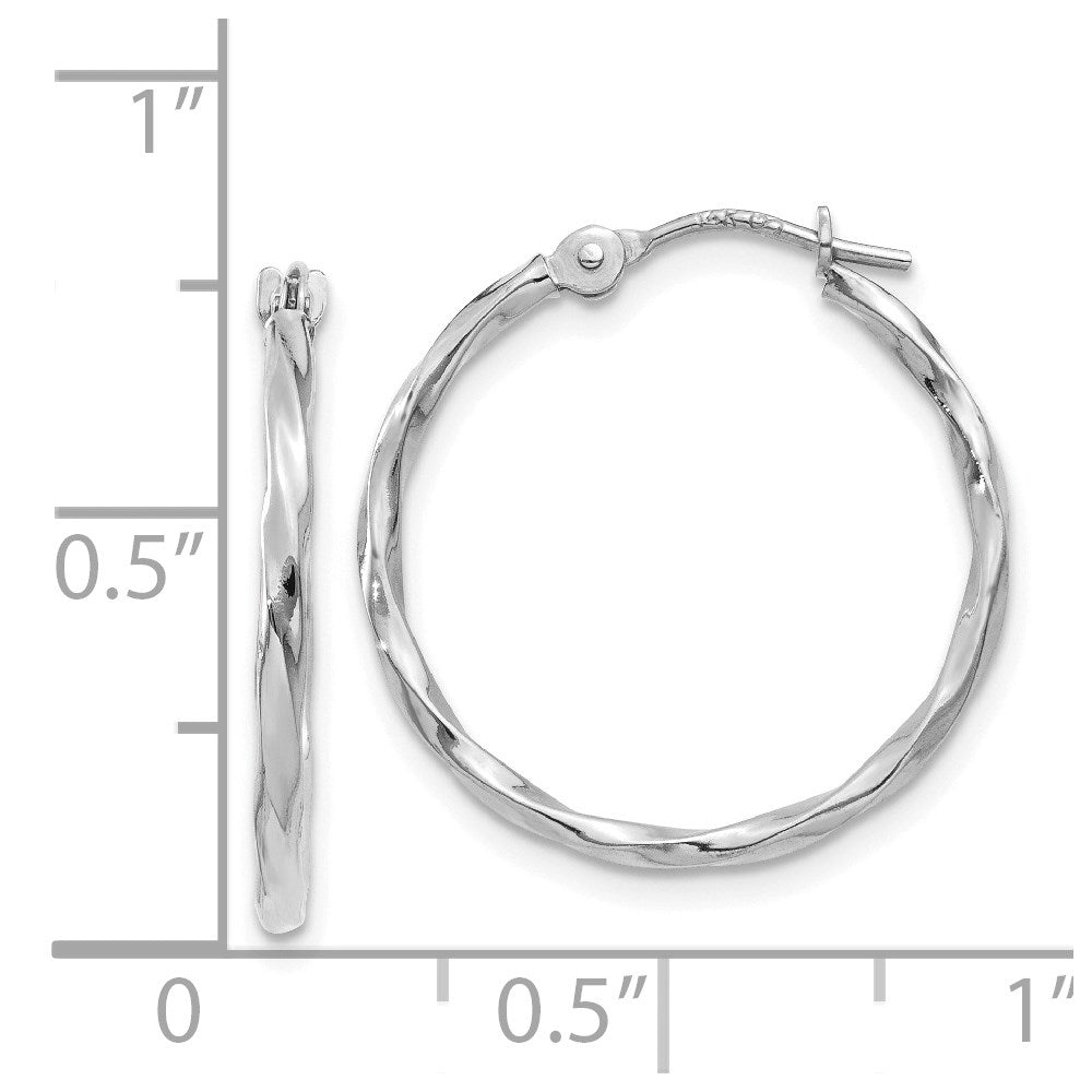 14k White Gold 19.2 mm Polished Twisted Hoops (0.58 grams)