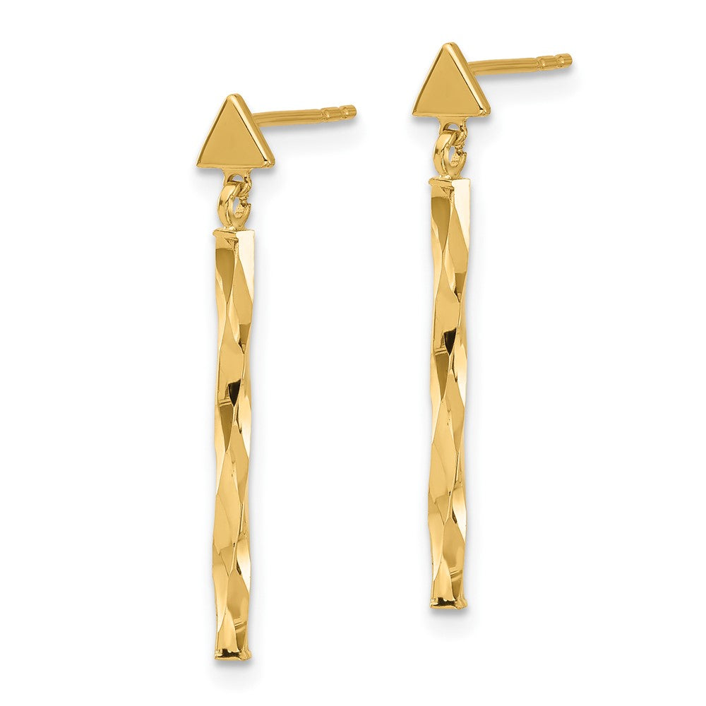 14k Yellow Gold 1.75 mm Polished Twisted Bar Dangle Earrings (1.16 grams)