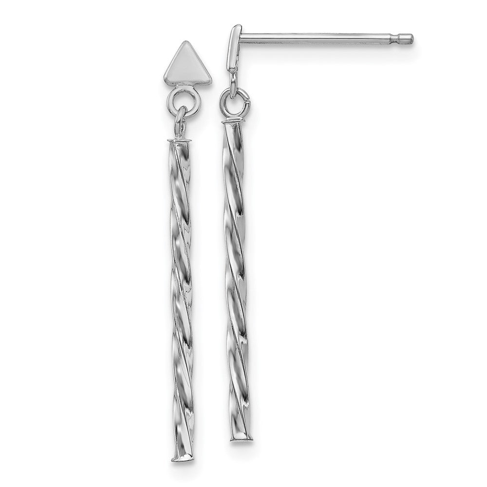 14k White Gold 1.75 mm Polished Twisted Dangle Tube Earrings (0.56 grams)