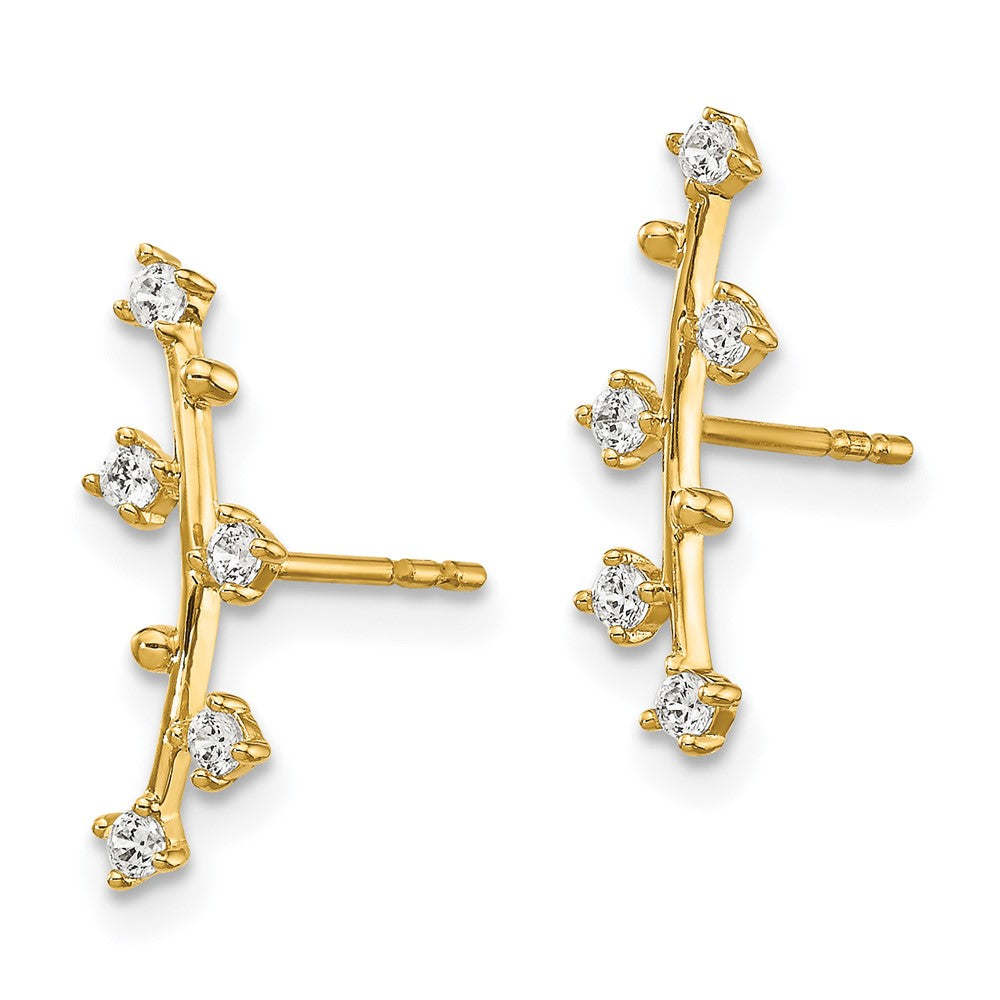 14k Yellow Gold 4.95 mm Polished Bar CZ Post Earrings (0.63 grams)