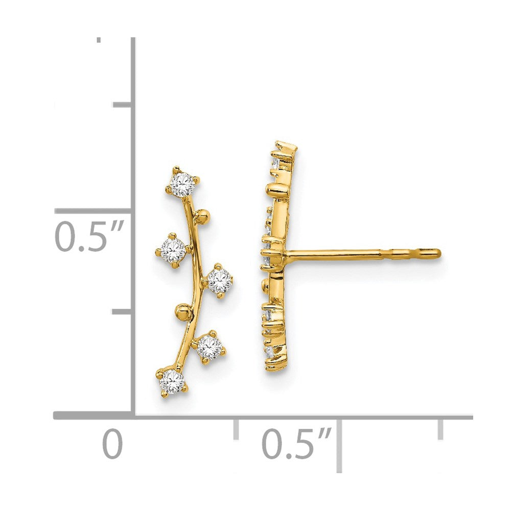 14k Yellow Gold 4.95 mm Polished Bar CZ Post Earrings (0.63 grams)