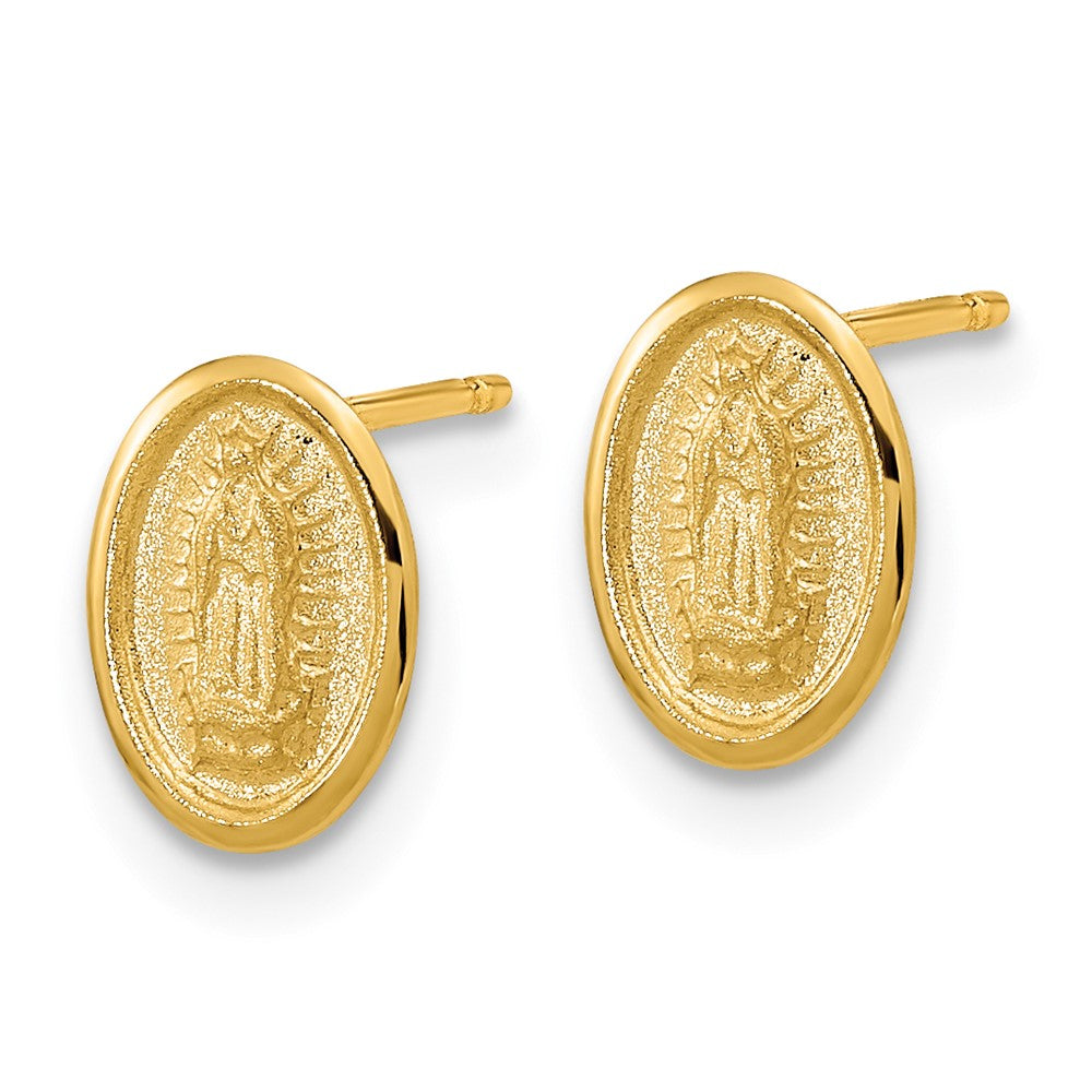 14k Yellow Gold 7 mm Polished Our Lady of Guadalupe Post Earrings (0.26 grams)