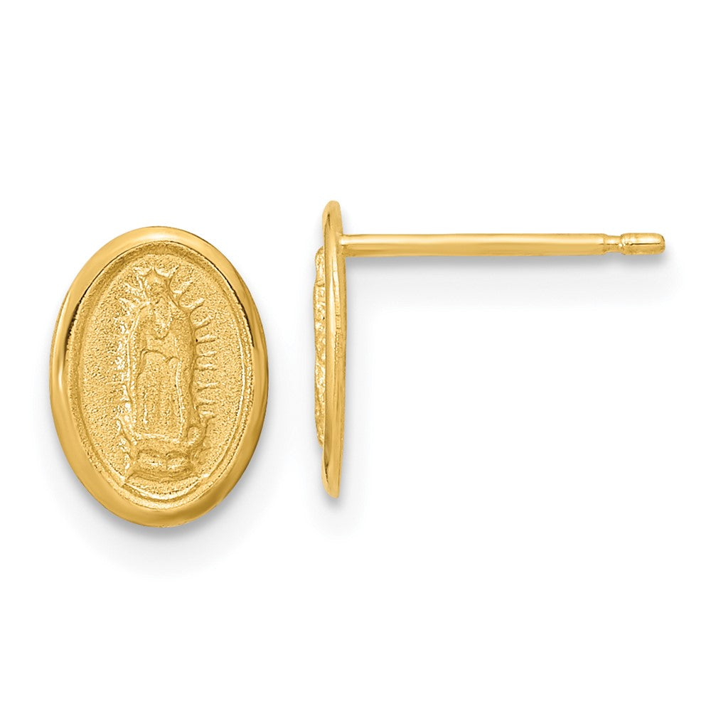 14k Yellow Gold 7 mm Polished Our Lady of Guadalupe Post Earrings (0.26 grams)
