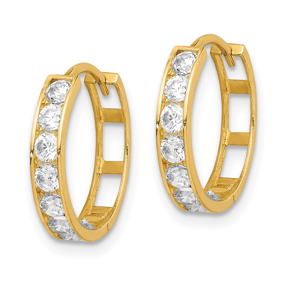 14k Yellow Gold 16.1 mm CZ Hinged Hoop Earrings (1.22 grams)