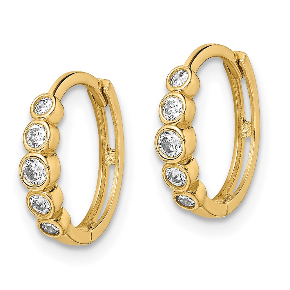 14k Yellow Gold 12.3 mm CZ Hinged Hoop Earrings (1.07 grams)