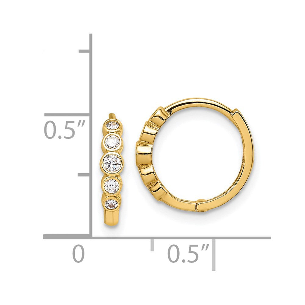 14k Yellow Gold 12.3 mm CZ Hinged Hoop Earrings (1.07 grams)