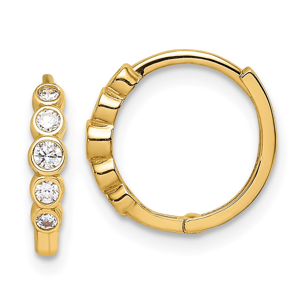 14k Yellow Gold 12.3 mm CZ Hinged Hoop Earrings (1.07 grams)