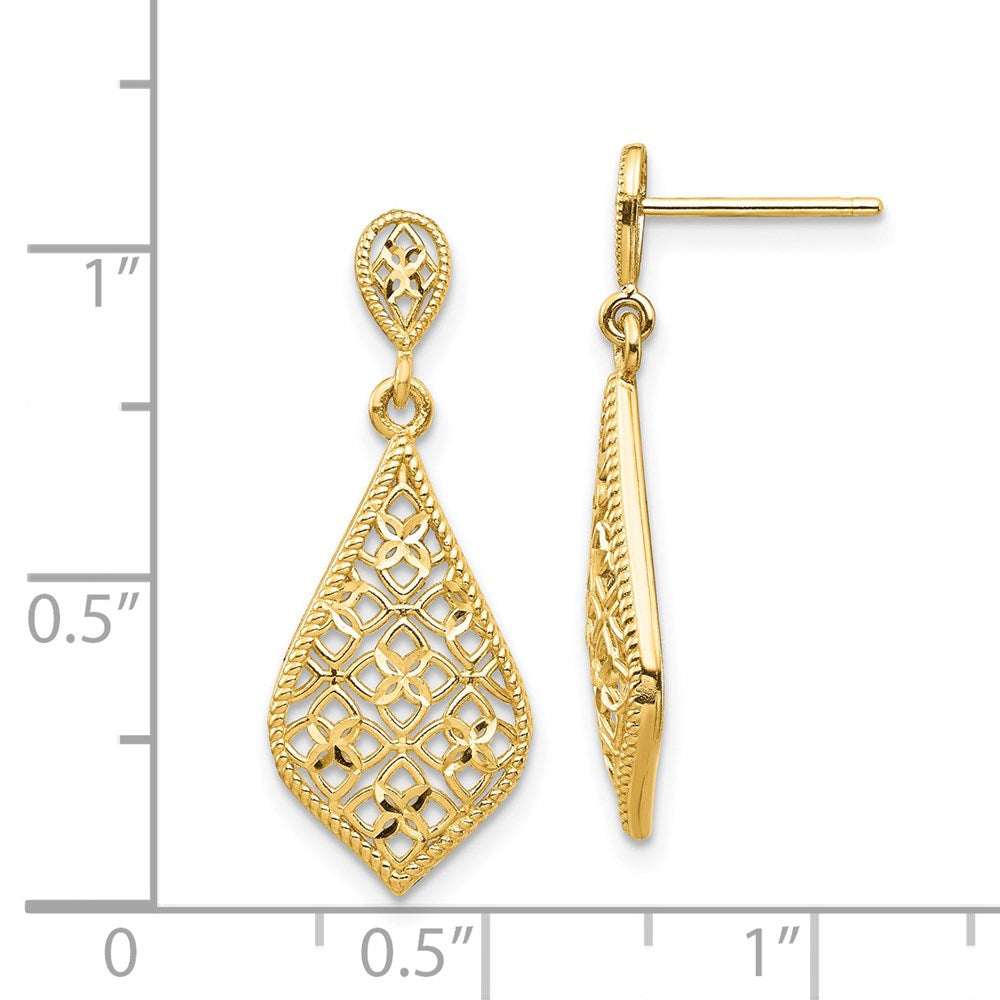 14k Yellow Gold 10 mm Fancy Dangle Post Earrings (1.53 grams)